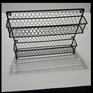 2 Tier Spice Rack Metal Wire, Farmhouse Spice Shelf, Wall Mount or Countertop